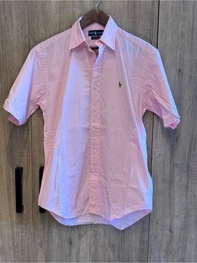 Ralph Lauren Classic Preppy Light Pink Short-Sleeve Button-Down Cotton Shirt S
